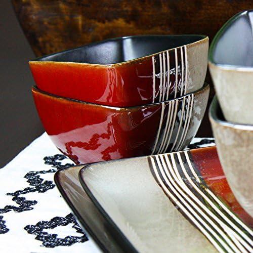 Elama Downtown Loft 16 Piece Double Bowl Stoneware Dinnerware Set with Service for 4