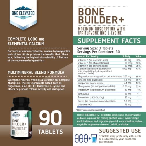 Comprehensive Bone Builder Calcium Supplement. Formulated with Highest Grade Calcium -Carbonate/Hydroxyapatite/Citrate, Magnesium, Zinc