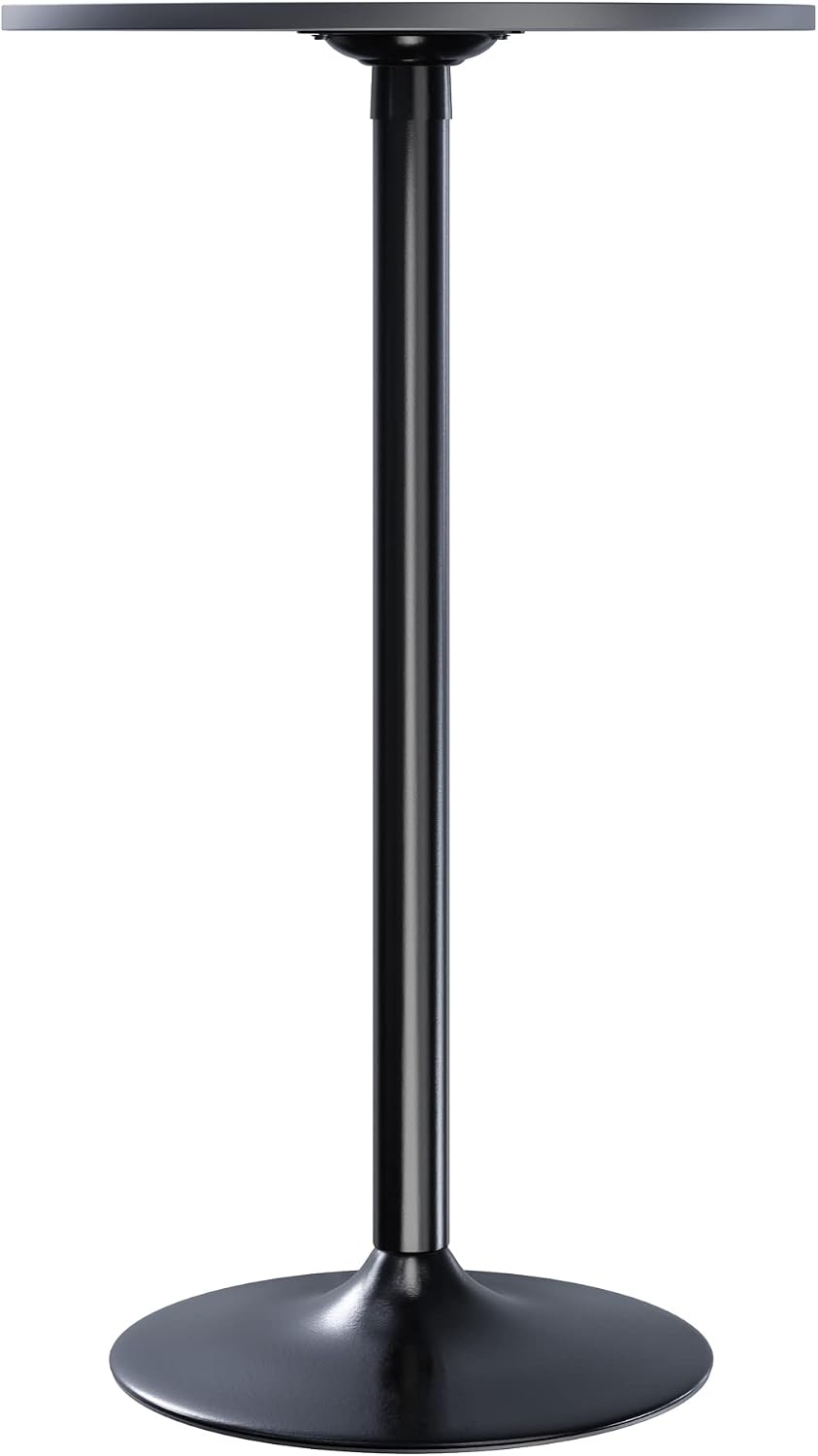 Winsome Obsidion Round Tall Pub Table, Black, 40" | Small High Top Circle Bar Style Cocktail or Bistro Table for Kitchen, Breakfast Nook, Dining Area