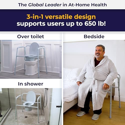 Drive Medical Bariatric Folding Commode for Bathroom Safety | Bariatric Folding Commode Offers Sturdy