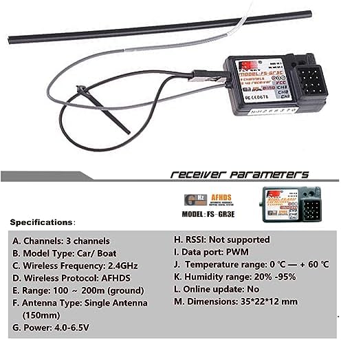 GoolRC Flysky FS-GT2 RC Transmitter with FS-GR3E Receiver, 2.4GHz 2 Channels Radio Controller and 3 Channels Receiver for RC Car Boat