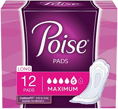 Poise Incontinence Pads, Maximum Absorbency, Long, 12 ct