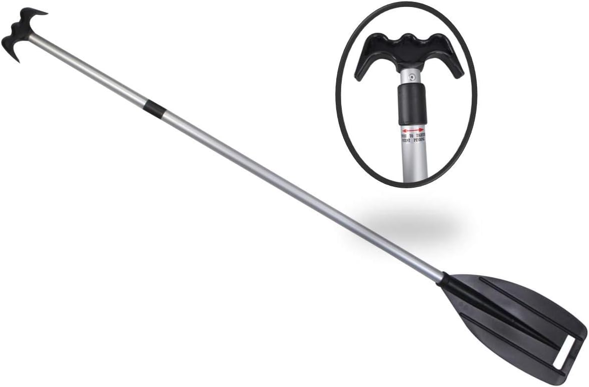 Pactrade Marine Boat Kayak Raft Floating Telescopic 45'' - 72'' Oar Paddle & Hook Anodized Aluminum Shaft