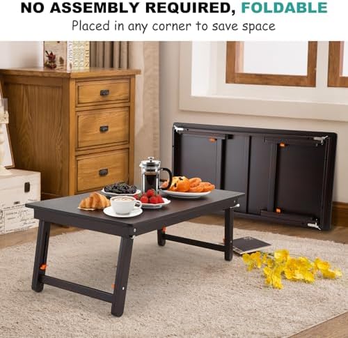 Nnewvante Large Floor Desk Foldable Tray for Adults, Bamboo 33.5 x 17.7in