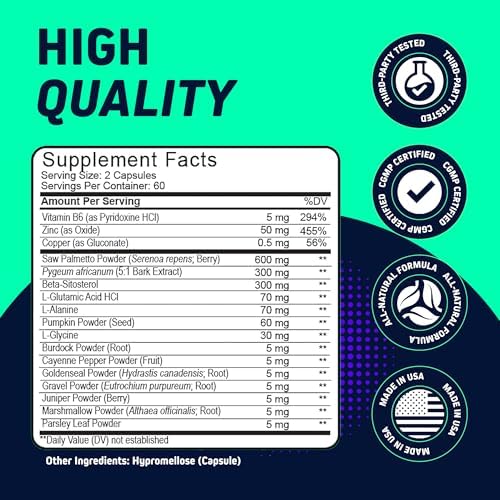 Dual Prostate & Hair Support for Men – Saw Palmetto, Beta-Sitosterol