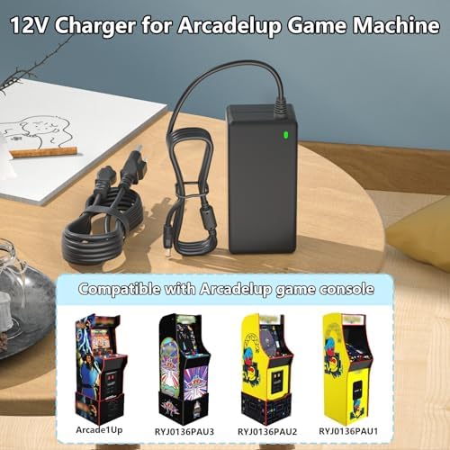 12V Power Cord Compatible with Arcade1up Game Machine - for All Riser Cocktail Tables (RYJ0136PAU0-1-2-3-4- RYJ0136PAU5), BIton BI36-120300-U2