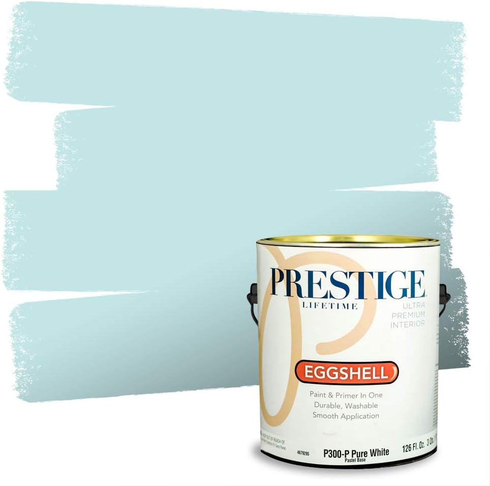 PRESTIGE Paints Exterior Paint and Primer In One, 1-Gallon, Satin, Comparable Match of Sherwin Williams* Blue Nile*