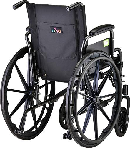 NOVA Lightweight Wheelchair with Flip Up Desk Arms (for Easy Transfer), Adjustable & Easy Release Footrests, Safety Anti-Tippers, Choose from 3 Seat Widths - 16”, 18”& 20”, Weighs only 32 lbs.