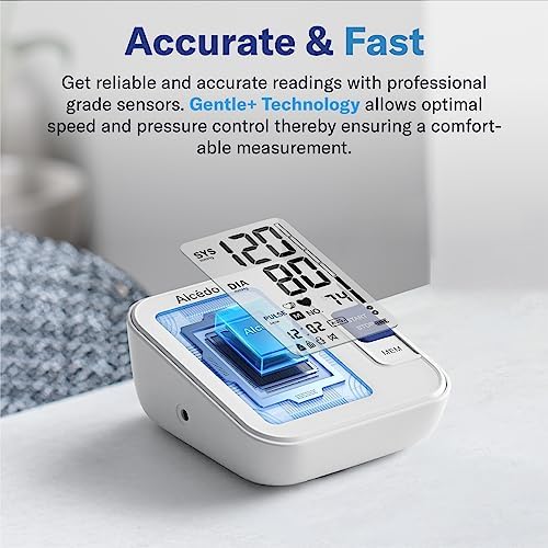 Alcedo Blood Pressure Monitor for Home Use, Upper Arm Cuff BP Machine | Large LCD Screen, Talking Function, 2x120 Memory, Large Cuff (8.7–16.5"), Batteries+USB Cable