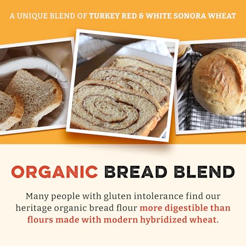 Sunrise Flour Mill Heritage Organic Bread Flour Blend - 5 lbs | Organic Unbleached Bread Flour Easy to Digest with Less Bloating | High Protein