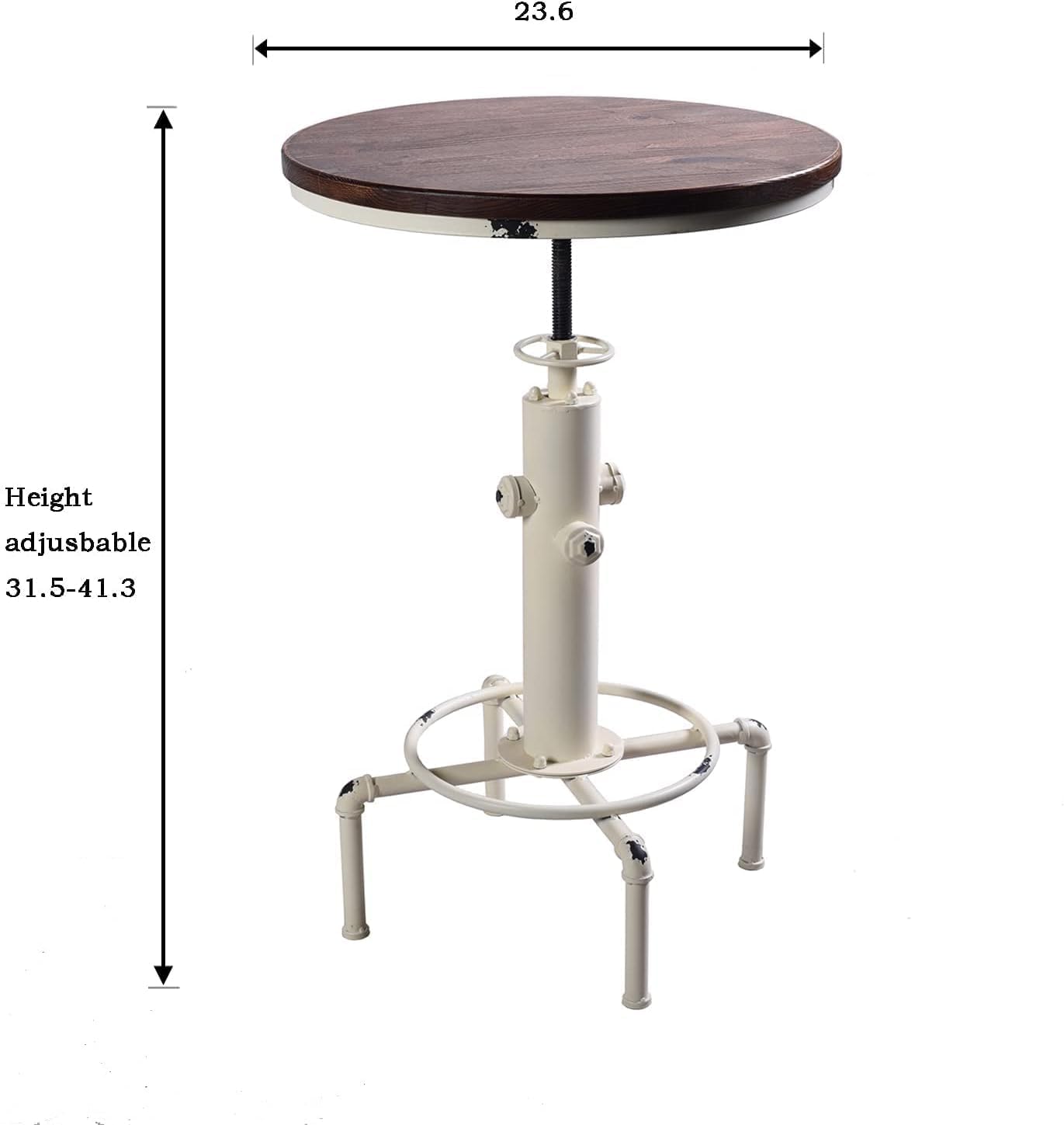 Topower Industrial Bar Table 32.3-38.2" Adjustable Pub Table Kitchen Dining Coffee Bistro Table (Red)
