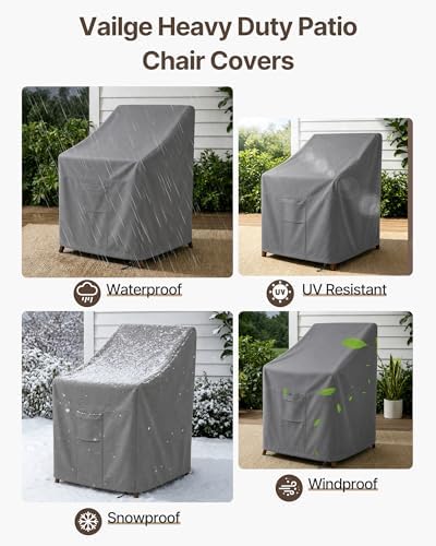 Vailge Stackable Patio Chair Covers & Outdoor Furniture Covers Waterproof