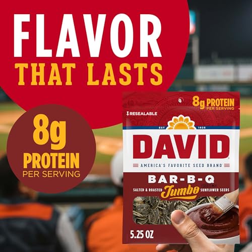 DAVID Jumbo Sunflower Seeds, Bar-B-Q Flavor, 5.25 oz.