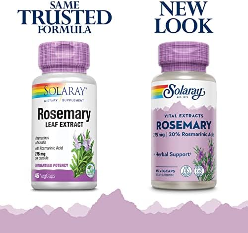 SOLARAY Guaranteed Potency Rosemary Leaf Extract, Veg Cap (Btl-Plastic) 275mg | 45ct