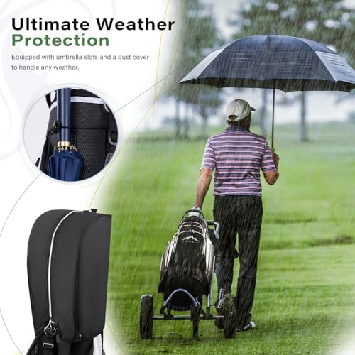 Golf Cart Bag, 14-Way Divider Top, Large Storage | Umbrella Holder,Handles