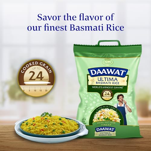 Daawat Traditional Basmati White Rice - 10 lb Bag | Authentic Extra Long Grain Basmati Rice - Great for Curries, Pilafs & Indian Recipes - Cook in Microwave or on Stove Top