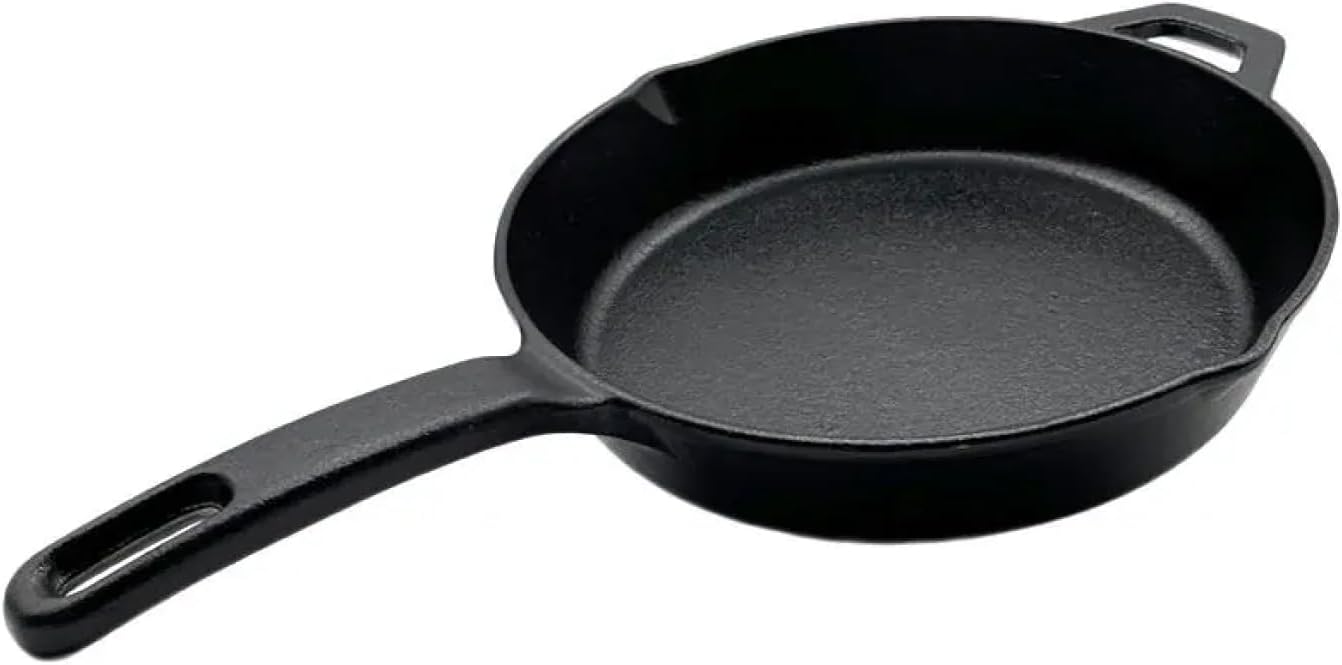 Nexgrill 10" Pre-Seasoned Cast Iron Skillet, Heavy-Duty Round Frying Pan | Offers 10" x 2.5", Contoured Handle, Hanging Loop, Side Notches, Heavy-Duty