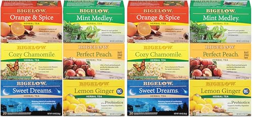 Bigelow Tea Green Tea Assortment, 64 Count (Pack of 1) | Individually Wrapped Tea Bags with Classic, Decaffeinated, Mint, Peach, Constant Comment, Lemon, Mango, and Earl Grey Teas