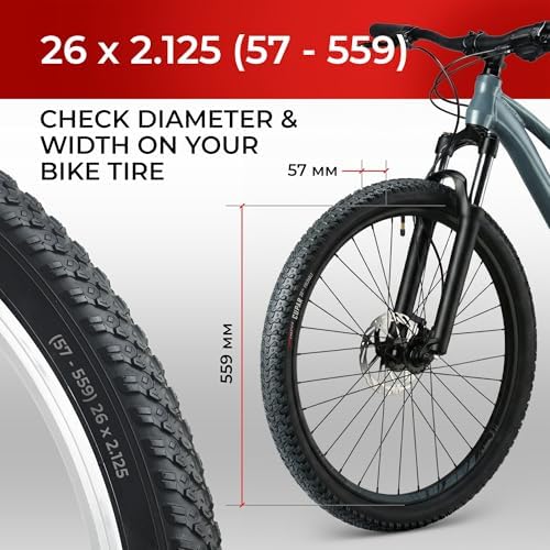 Pair 26 x 2.125 Mountain Bicycle Tires - Foldable 57-559, 30 TPI 26 inch | Folding 26 inch Bicycle Tyres, Accessories for MTB, Mountain
