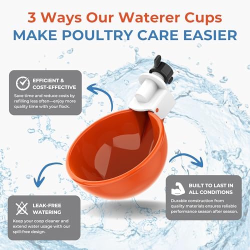 Lil'Clucker Large Automatic Chicken Waterer Cups | Chicken Water Feeder Suitable for Chicks, Duck, Goose