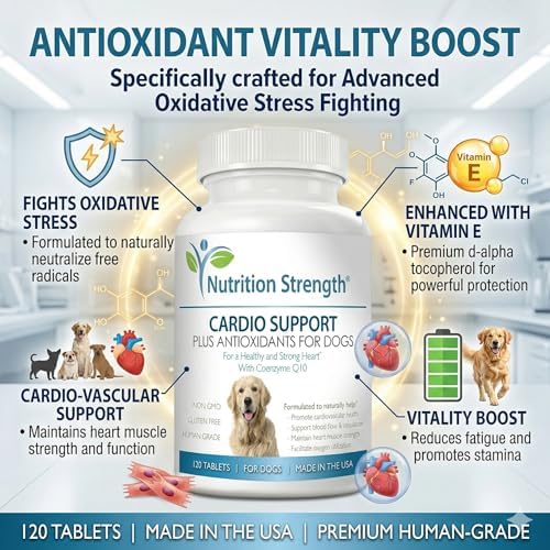 Cardio Support for Dogs Plus Antioxidant, L-Carnitine, L-Taurine, with Coenzyme Q10 and Vitamin E, Promotes a Healthy and Strong Dog Heart