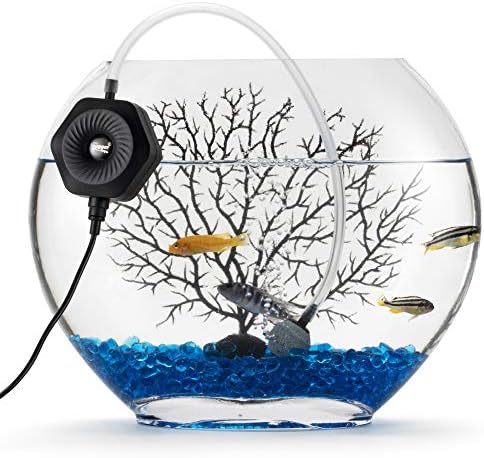 hygger Quiet Mini Small Aquarium Air Pump Betta Fish Tank Bubbler Oxygen Aeration Pump with Air Stone Tubing Suction Cup for 0.5-15 Gal Fish Bowl