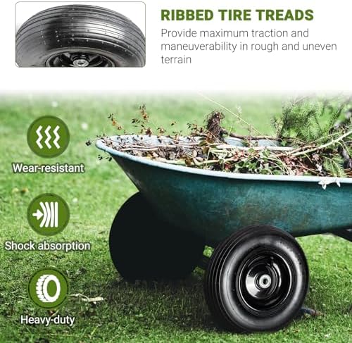 AR-PRO (2-PACK) 4.80/4.00-8" Tire and Wheel, 16" Pneumatic Tire Wheels with 3/4" Bearings and 3" Centered Hub for Wheelbarrow, Hand Truck