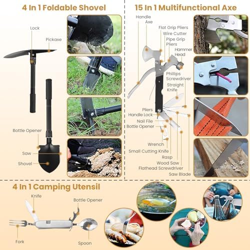 125 Pcs Survival Kit with First Aid Supplies, Tactical Emergency Gear for Outdoor Adventures, Hiking, Camping, Hunting, Fishing
