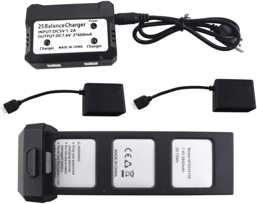 7.4v 2800mah Lithium Battery with 2 in 1 Balance Charger + 2pcs Charging Box for HS720 HS720E Folding brushless Quadcopter 4K HD Aerial Drone