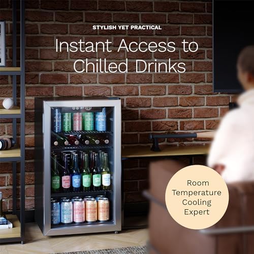 hOmeLabs Beverage Refrigerator and Cooler - Mini Fridge with Glass Door for Soda Beer or Wine - 120 Cans Capacity - Small Drink Dispenser Machine