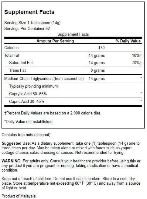 Swanson 100% Pure MCT Oil, 32 fl oz (946 ml) Liquid | Supports Healthy Brain Function and Cognitive Health