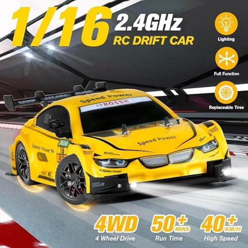RC Drift Car, 1:16 Scale Drifting RC Cars 2.4GHz 4WD 40km/h | RC Race Car, High-Speed Remote Control Drift Car Vehicle, Racing Sport Toy Gift for Boys Girls Kids(Purple)