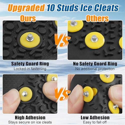 Ice Cleats Snow Traction Cleats Crampons for Shoe and Boots Non-Slip Overshoe for Walking on Snow and Ice Rubber Walking Cleats Anti Slip Crampons