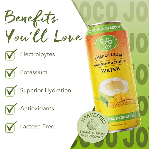 CoCo Joy Natural Coconut Water, Low-Calorie, High-Calcium, Nutrient-Rich Drink 12 pack