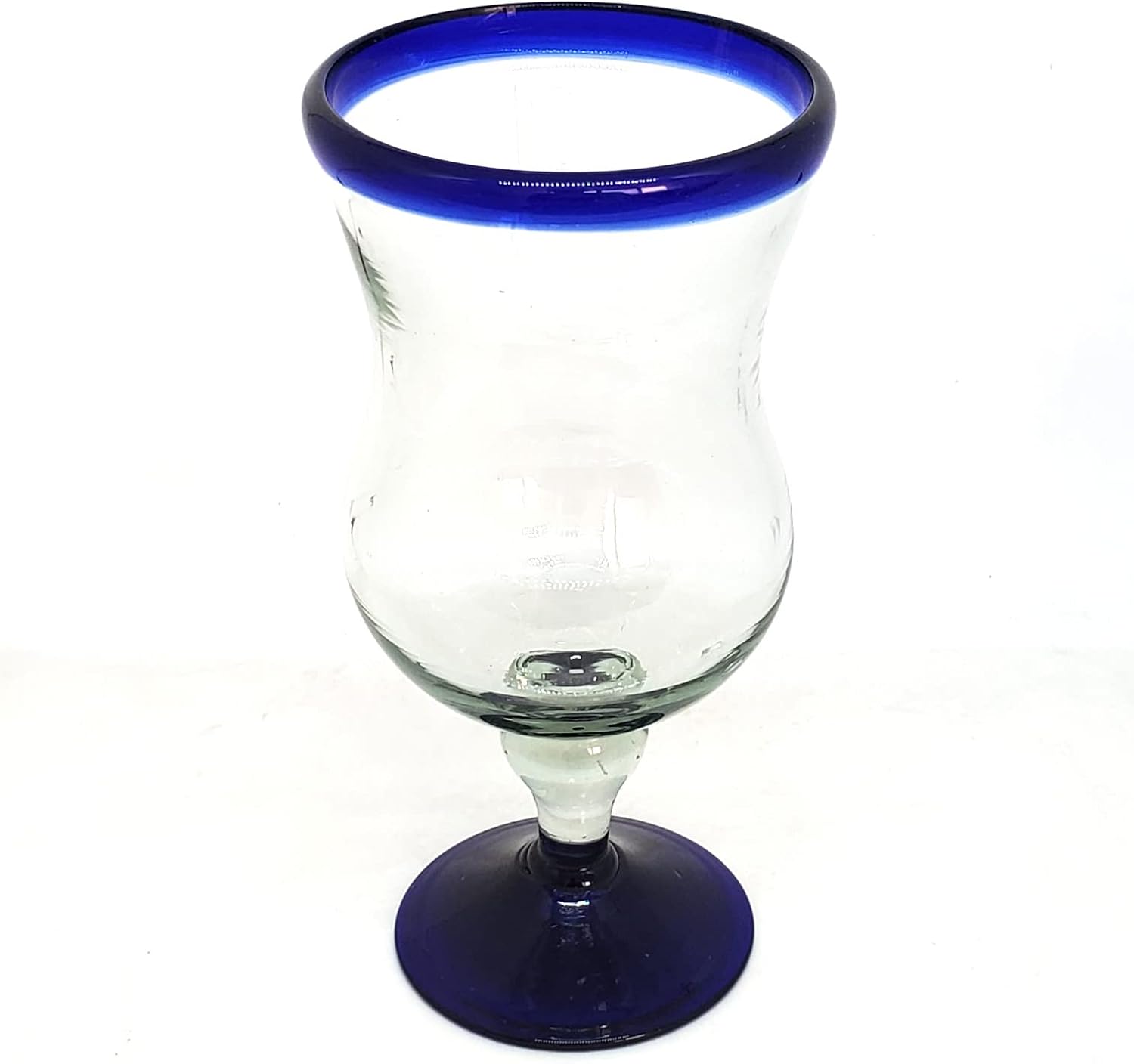 Cobalt Blue Rim 13 oz Wine Glasses (set of 6), Recycled Glass, Lead-free, Toxin-Free (13oz Wine)