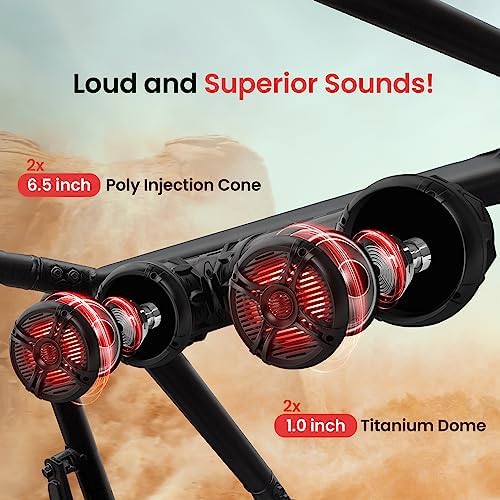 Pyle Bluetooth Speakers 800 Watt 6.5 Inch Amplified Sound System with Multi-Color LED Lights