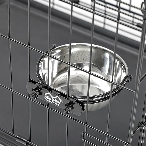 MidWest Homes for Pets Snap'y Fit Stainless Steel Food or Water Bowl, Holds 1 Quart, Mounts to Wire Crates, No-Tip Design, Rust-Resistant, for Dogs and Cats