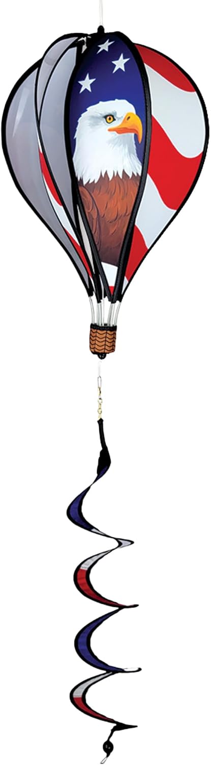 Hot Air Balloon Hanging Garden Spinner 16" - Vibrant Patriotic Design, Weather-Resistant Outdoor Decor, Durable & Lightweight for Patios, Yards, and Gardens - Eye-Catching Wind Spinner