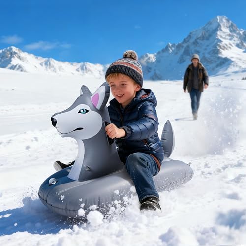 Jet Creations Husky Inflatable Snow Grass Sled Pool Float for Kids and Adults, 38 inch Long 2 Handles