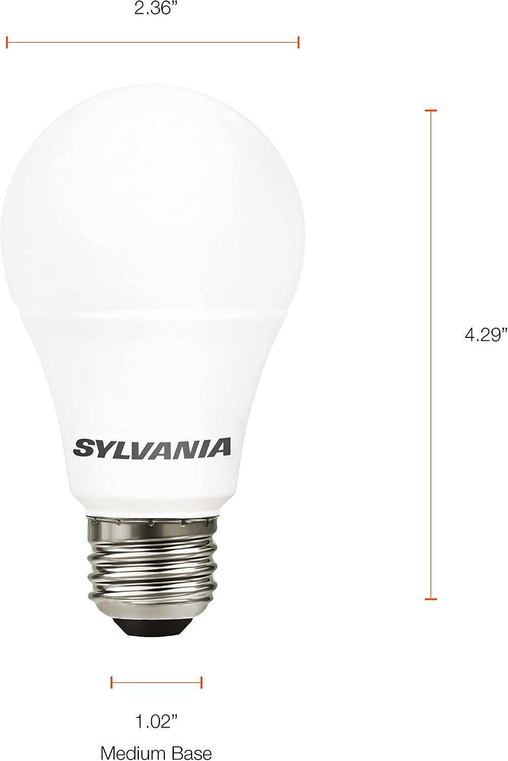 Sylvania LED A19 Light Bulb, 100W = 14W, Non-Dimmable, Frosted Finish, 1500 Lumens, 2700K, Soft White - 4 Pack (78101)