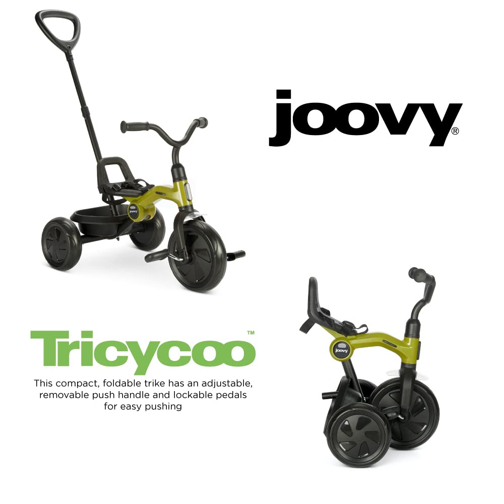 Joovy Tricycoo 4.1 Kids Tricycle with 4-Stages Featuring Extra-Wide Front Tire, Removable and Adjustable Parent Handle, Safety Harness