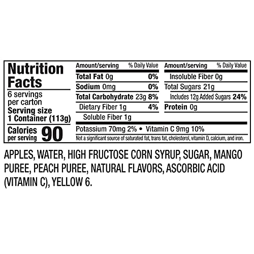 Mott's Mango Peach Applesauce, 4 oz cups, 6 count