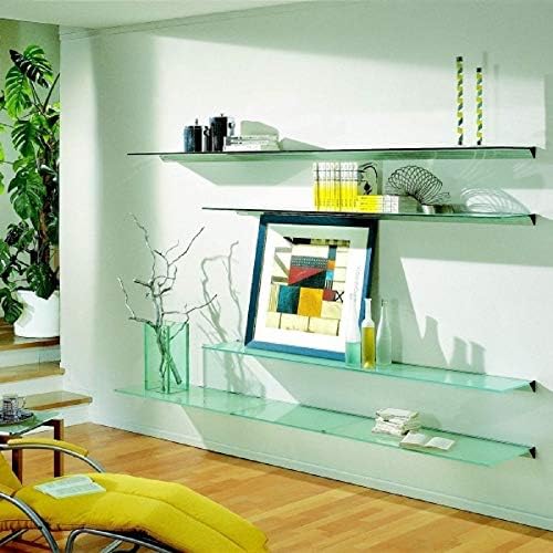 LTL Home Products GL9020CLKIT Wallscapes Glacier Floating Glass Wall Shelf Kit, 8" x 36", Clear Glass