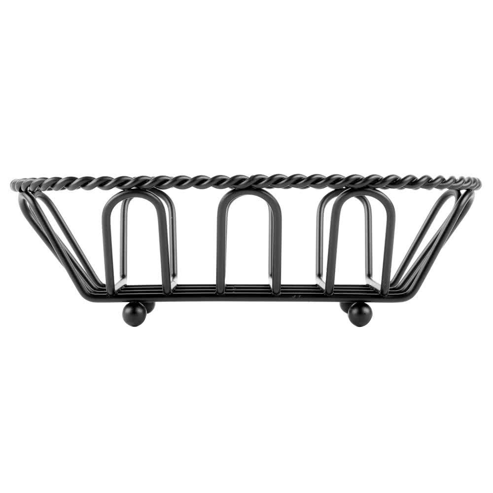G.E.T. 4-33453 Black Oblong Braided Rim Metal Wire Basket Iron Powder Coated Wire Baskets Collection, Oval shape | Dishwasher safe, Braided design