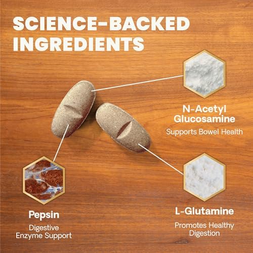 VetriScience Extra Strength Healthy Gut & Digestion Chewable Tablets, Probiotic BD Digestive Enzyme Supplement for Dogs
