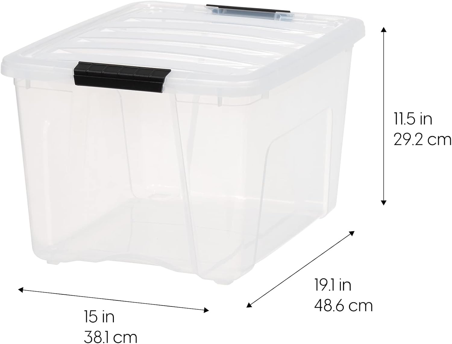 IRIS USA 6-Pack 54 Quart Storage Bins with Lids, Clear | Transparent design makes contents easy to find. Perfect for moving, blankets, clothing, and garage storage. Nestable design