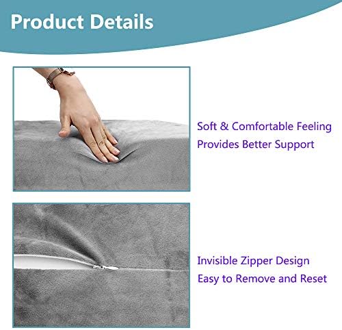 Zelen Elevation Pillow Bed Wedge for Legs Sleeping Foam Wedge Elevated Pillows Ortho Cushion Riser Knee Ankle Support Rest Legs Bolster Elevator