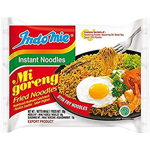 Indomie Mi Goreng Instant Stir Fry Noodles, Halal Certified, Original Flavor (Pack of 30)