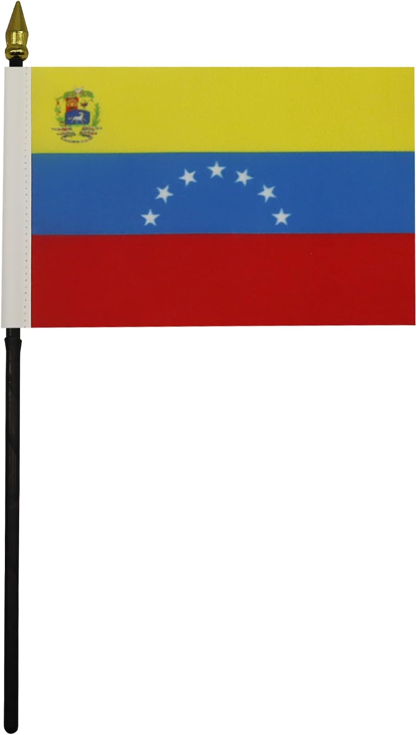 AZ FLAG Nicaragua Table Flag 4x6 in 100D Polyester Plastic Base | Indoor use Nicaraguan 15x10 cm desk flag stitched finish with reinforced edges with plastic pole and gold finial