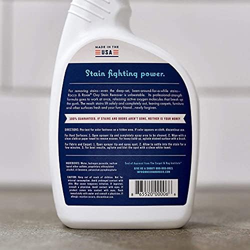 Rocco & Roxie Oxy Stain Remover - Oxygen Powered Carpet Cleaner Spray - Pet Stain Remover for Carpet, Spot Cleaner for Upholstery, Couch, Laundry, Rug
